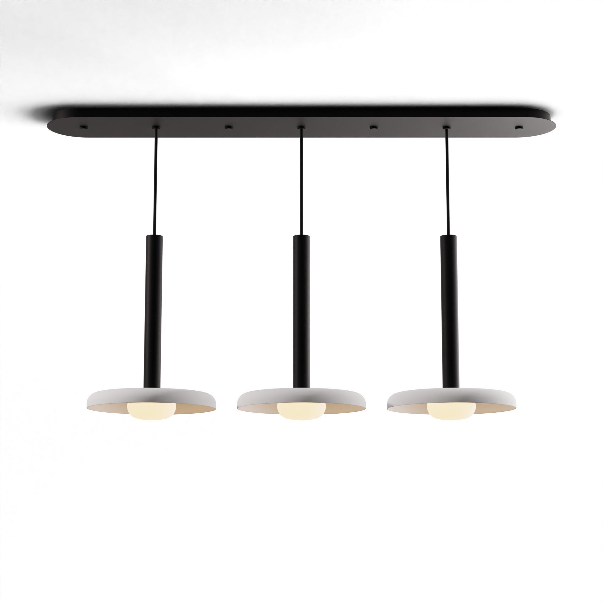Combi pendant 16 linear 3 combo matte black with matte black canopy