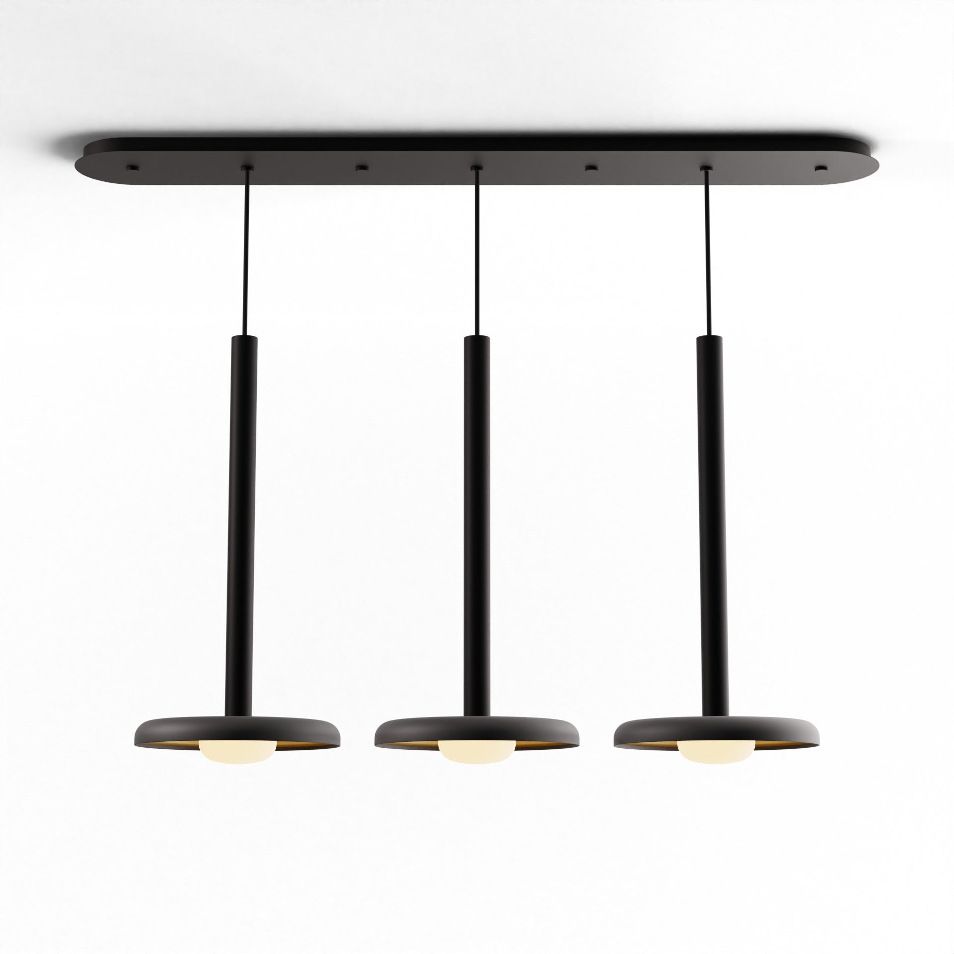 Combi pendant 24 linear 3 combo matte black with matte black canopy