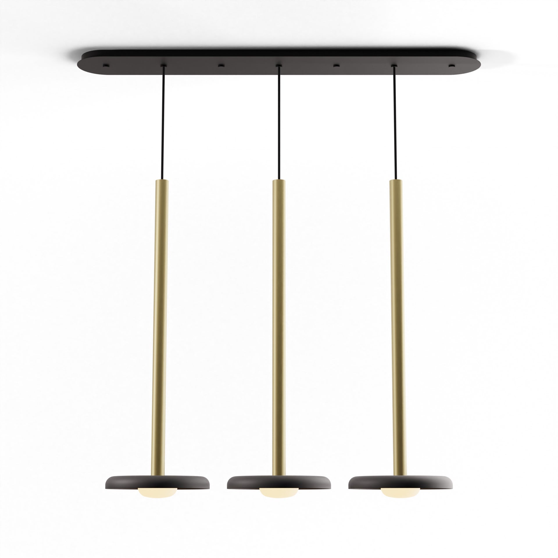 Combi pendant 36 linear 3 combo brass with matte black canopy 12