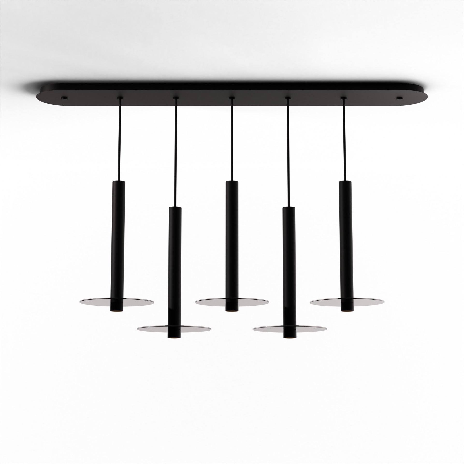 Combi pendant 16 linear 5 combo matte black with matte black canopy 9