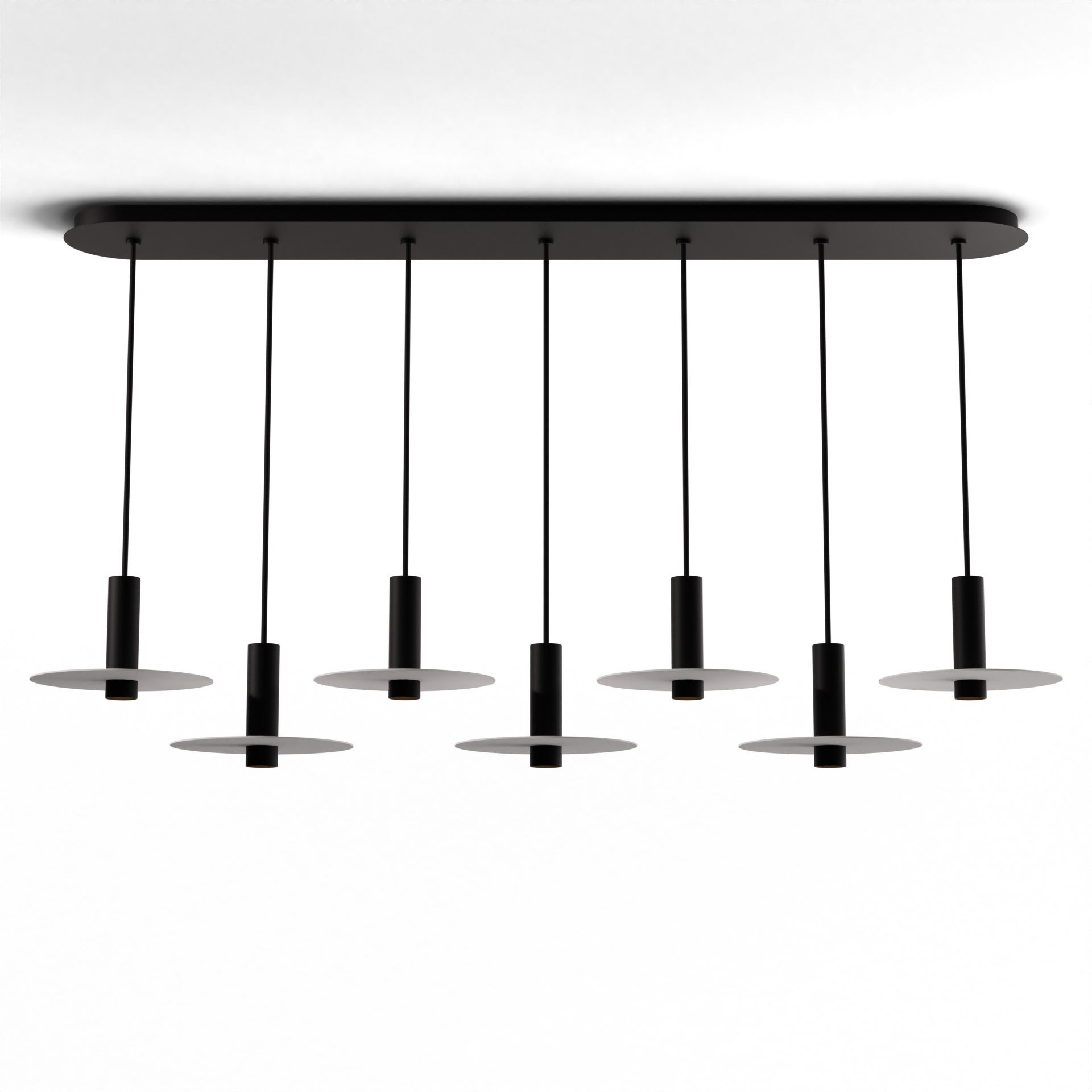Combi pendant 6 linear 7 combo matte black with matte black canopy 9