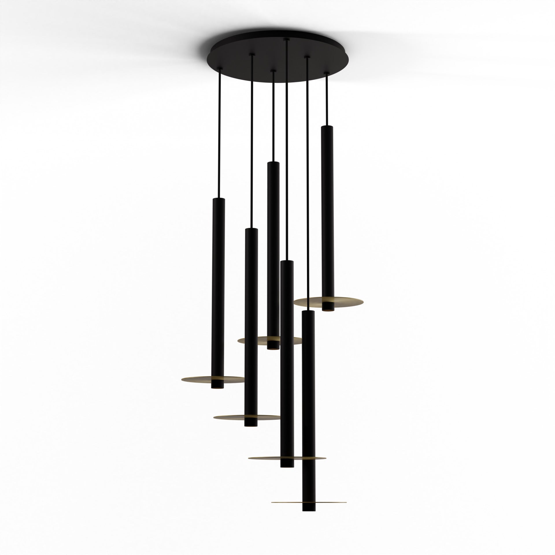 Combi pendant 24 circular 6 combo matte black with matte black canopy